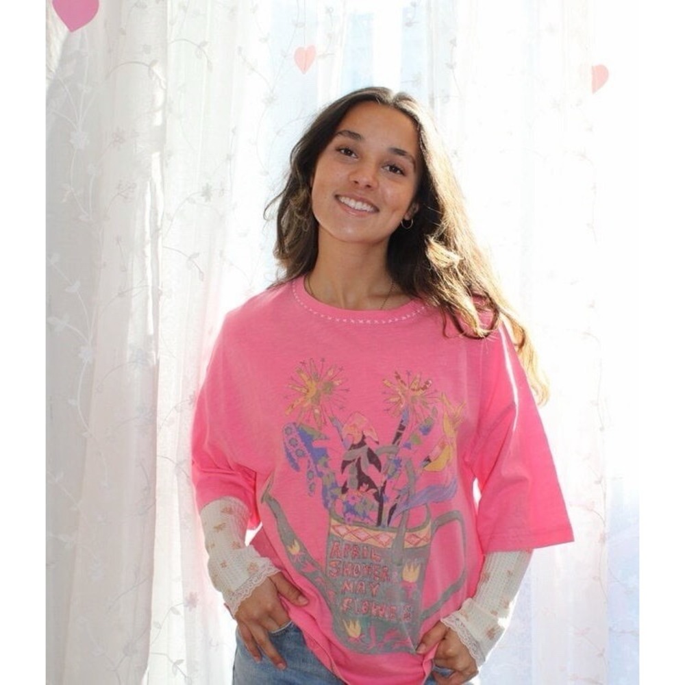 New We The Free People In Bloom Spring Pink Poppy Small/S